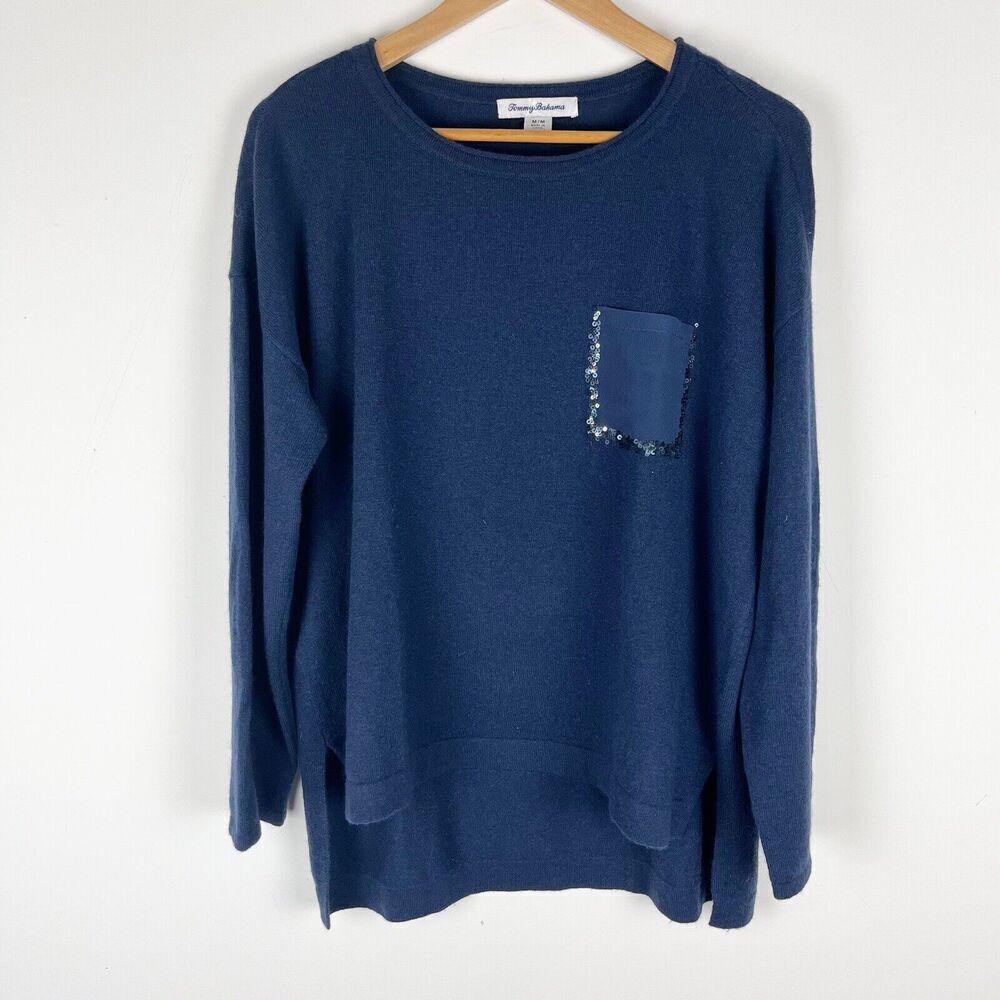 Women's Tommy Bahama Size M Ocean  Deep Navy Wool Cashmere Sweater​​​​